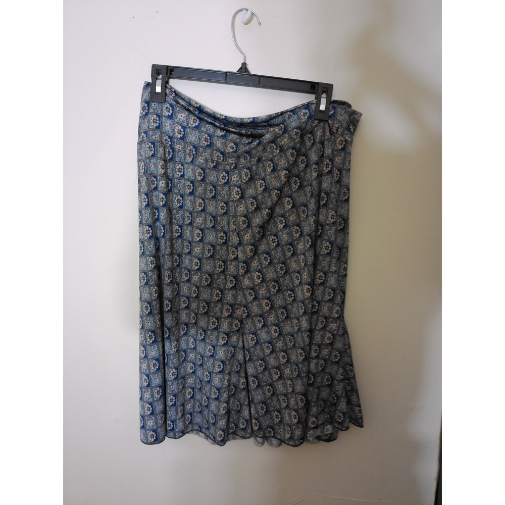 Max Studio Culottes Women Large Blue Floral Tile Print Wide Leg Flowy Shorts